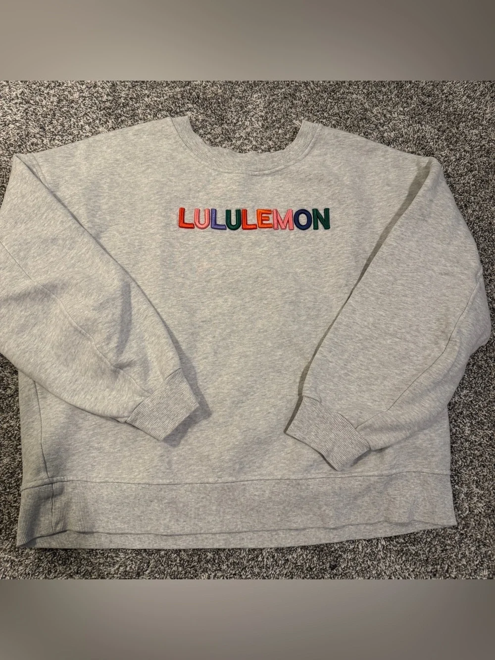 RARE* Lululemon multicolored wordmark crewneck